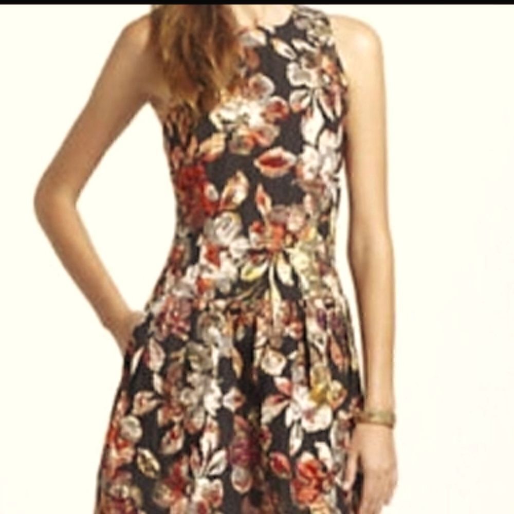 Anthropologie Leifsdottir Floral Metallic Brocade Midi Sleeveless Dress Sz 2 - Picture 2 of 12